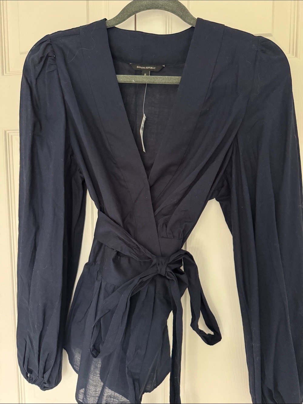 Banana Republic Navy Wrap Top with Tie Waist